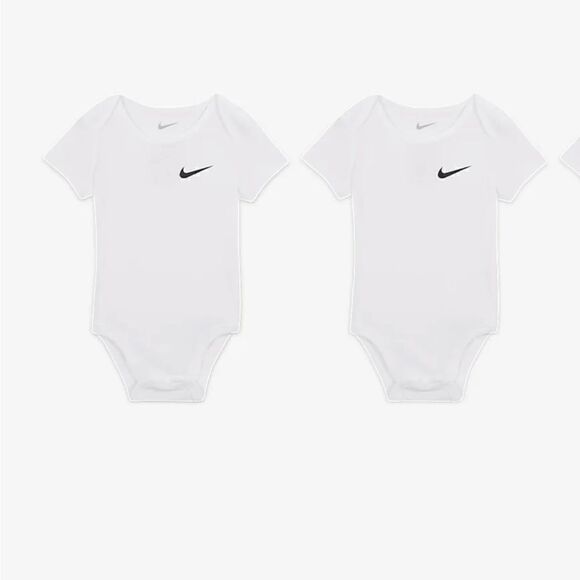 Nike Mini Me Bodysuit Set, White Onesie Black Swoosh Short Sleeve Size Newborn - Picture 1 of 10